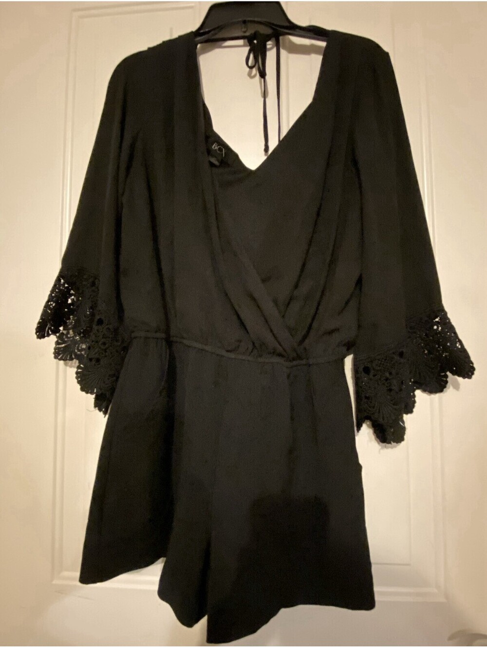 BCX Black Long-Sleeve Lace Shorts Romper Women's Size XS